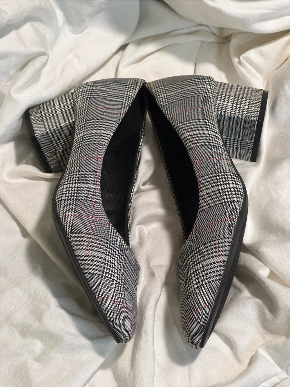 Cl By Laundry Hiromi Heels Red & Black Glen Plaid Pattern 10m New No Box View 4